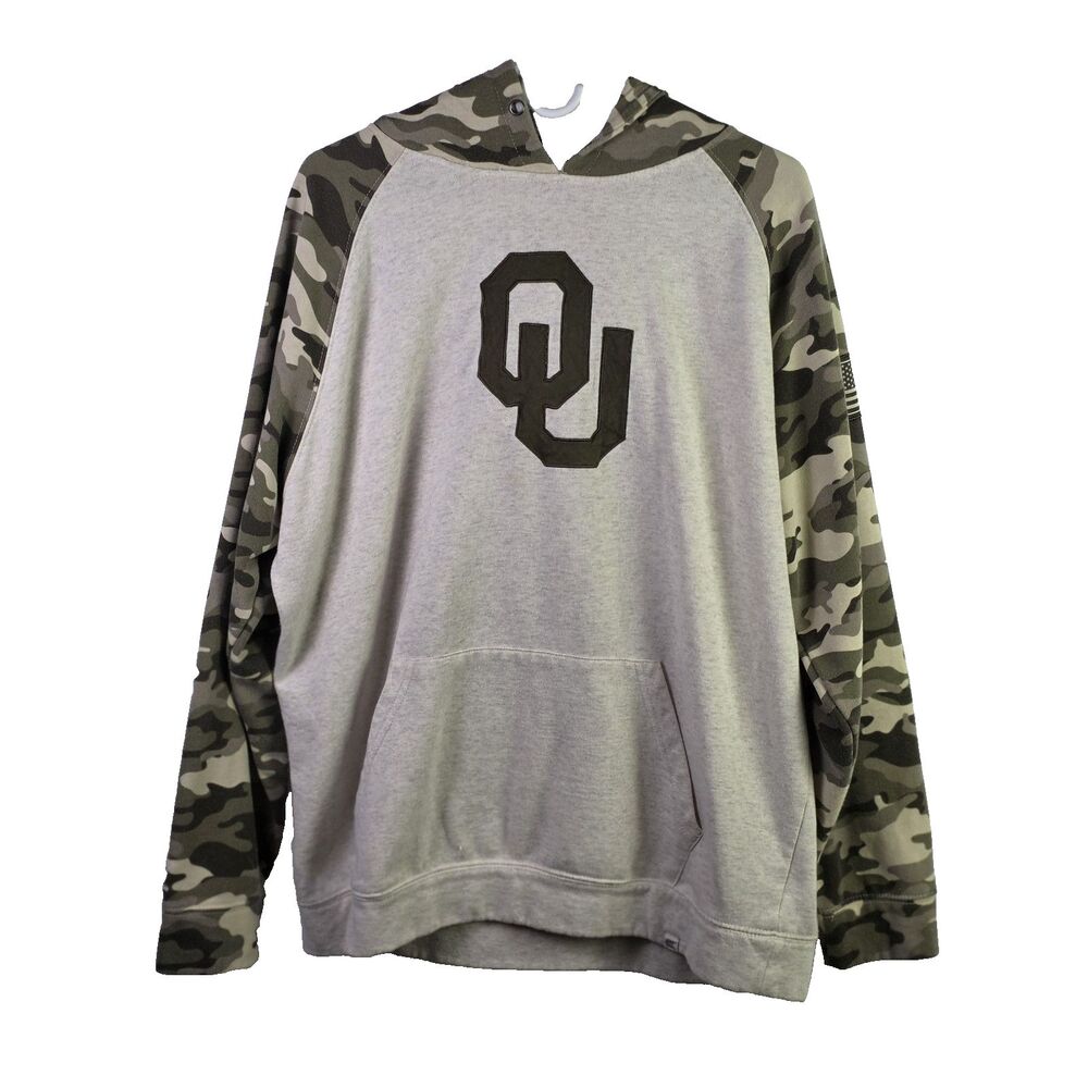Oklahoma Sooners Men's XXL Gray Camo Veterans Military Hoodie